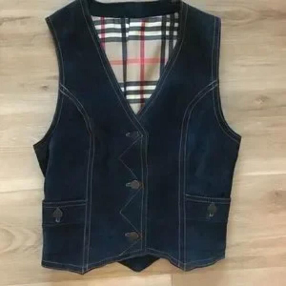Vintage Finn Fant Blue Suede Vest 36 S